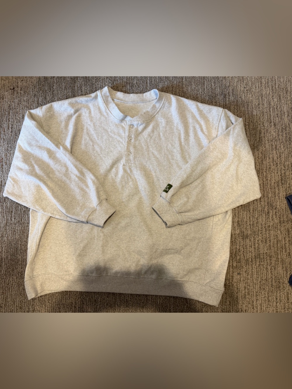 Daily Drills Oversized Heather Grey Fleece Henley Sweatshirt - Picture 2 of 4